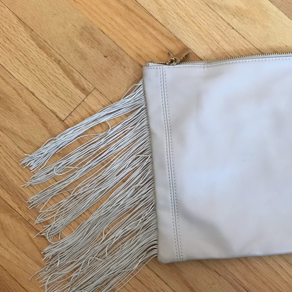 Cream Fringe Oversized Clutch